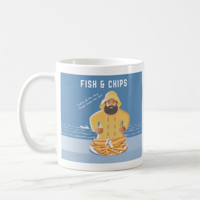 Fish and Chips Kaffeetasse (Links)