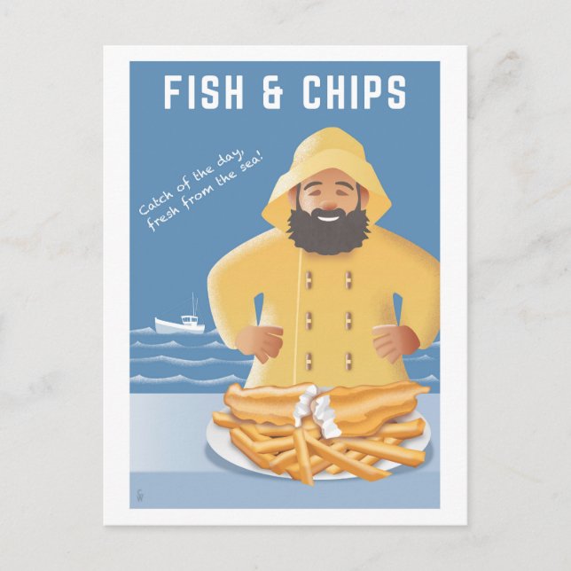 Fish and Chips postcard Postkarte (Vorderseite)