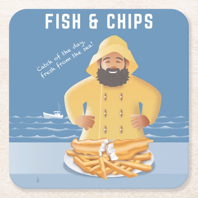 Fish and Chips Rechteckiger Pappuntersetzer (Vorderseite)
