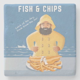 Fish and Chips Steinuntersetzer