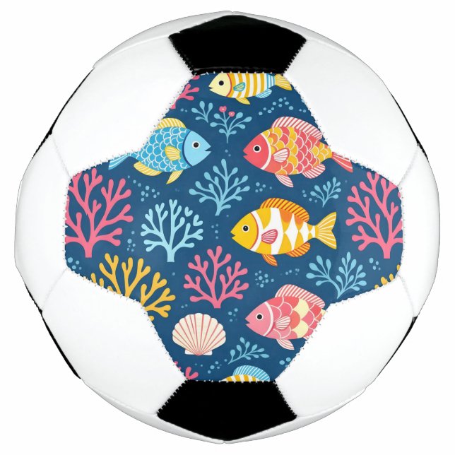 Fish and coral nautical blue fußball (Vorderseite)