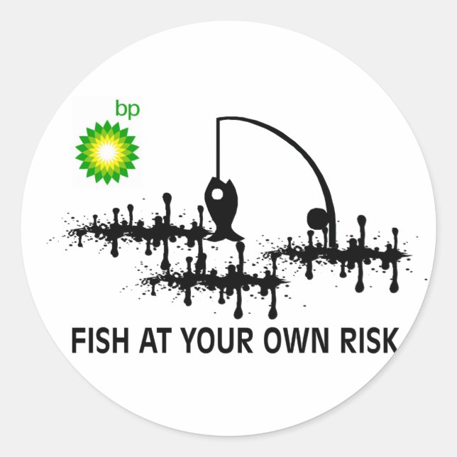 FISH AUF EIGENEM RISIKO RUNDER AUFKLEBER (Vorderseite)