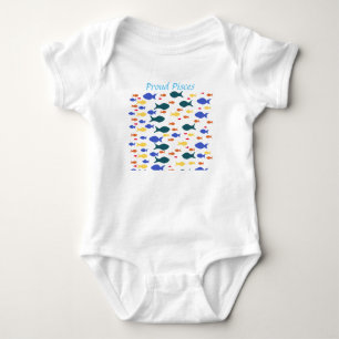 Fish Baby Jersey Bodysuit, White Strampler