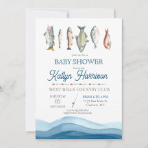 Fish Baby Shower Einladung, Angelbabie Dusche