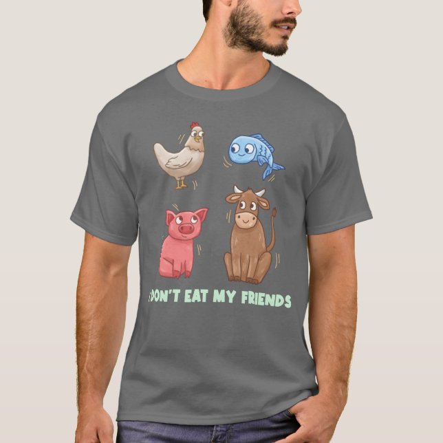 Fish Chicken Pig Friends Design für Vegane Leute g T-Shirt (Vorderseite)