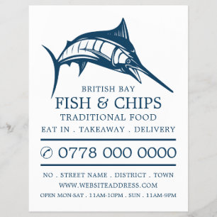 Fish & Chip Shop Restaurant Speisekarte Werbeflyer Flyer