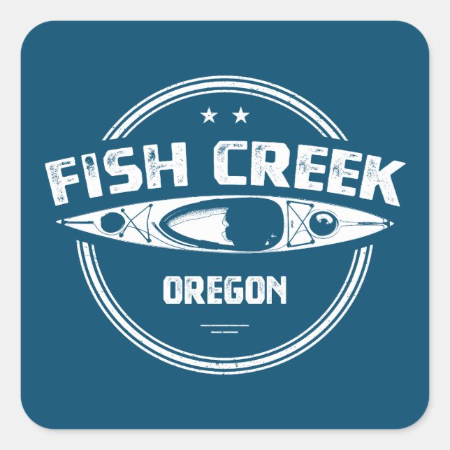 Fish Creek Oregon Kayak Quadratischer Aufkleber (Vorderseite)