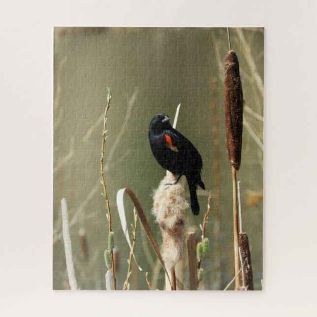 Fish Creek Red Wing Blackbird Jigaw Puzzle (Vertical)