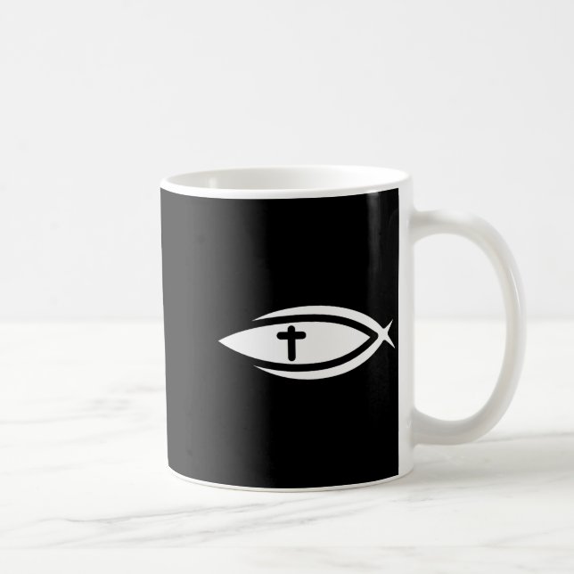Fish Cross Jesus Christian Prayers Mens Womens  Kaffeetasse (Rechts)