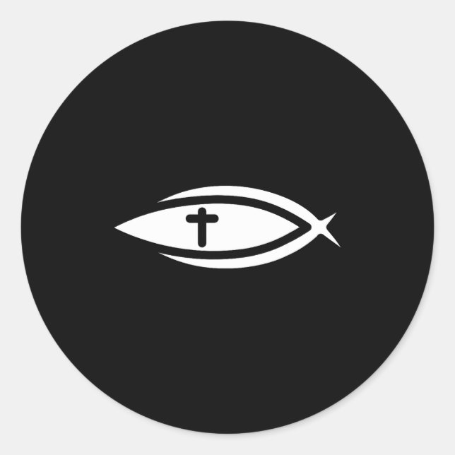 Fish Cross Jesus Christian Prayers Mens Womens  Runder Aufkleber (Vorderseite)