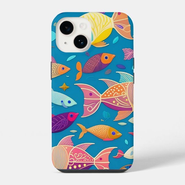 Fish Design iPhone Case 14 Hülle (Rückseite)
