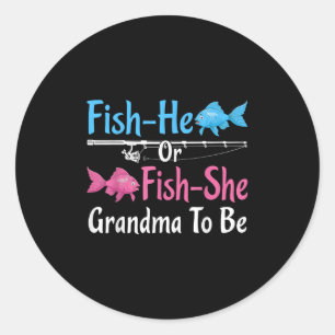 Fish-er oder Fish-sie Oma, um das Geschlecht zu en Runder Aufkleber
