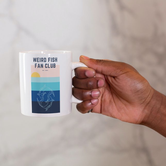 Fish Fish Club Modern Ocean Sunrise Tasse (Von Creator hochgeladen)