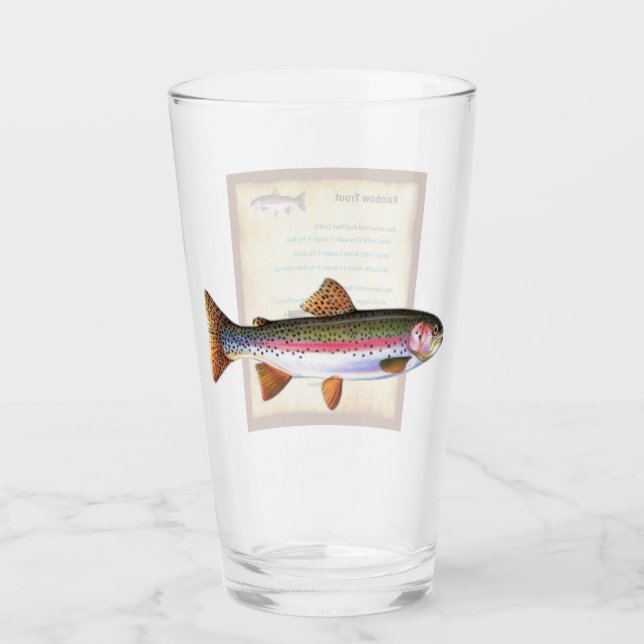 Fish Flashcards on a pint glass - Regenbogenforell Glas (Vorderseite)