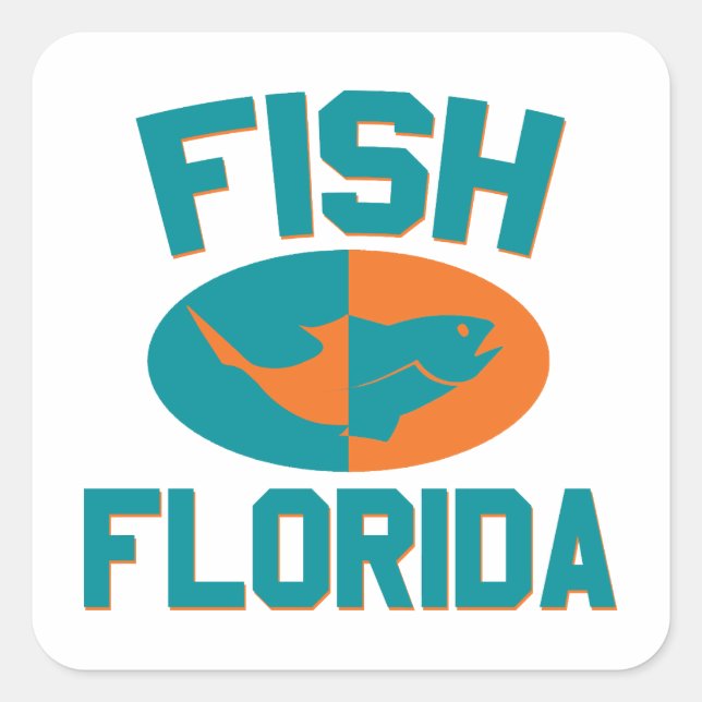 Fish Florida Colors Quadratischer Aufkleber (Vorderseite)
