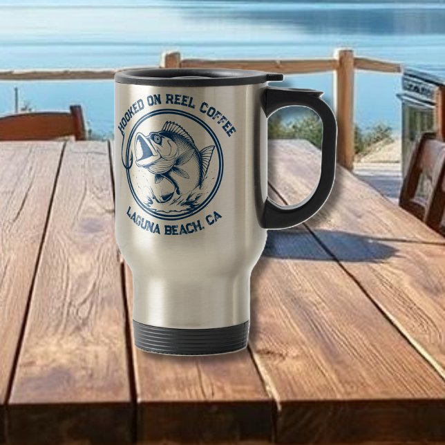 Fish-Funny-Hooked on Reel Coffee Reisebecher (Fish-Funny Travel Mug-Hooked on Reel Coffee-Fisherman Core)