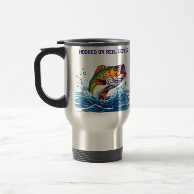 Fish-Funny-Hooked on Reel Coffee Reisebecher (Links)
