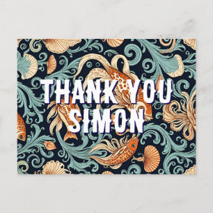 fish goldene Illustration danke Postcard Postkarte