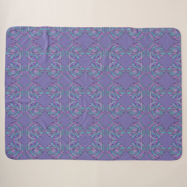 Fish Head Blätter Jazz S Lila Aquamarin Sherpadecke (Vorderseite (Horizontal))