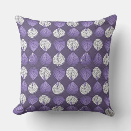 Fish Head Blätter Lilac White Black Kissen