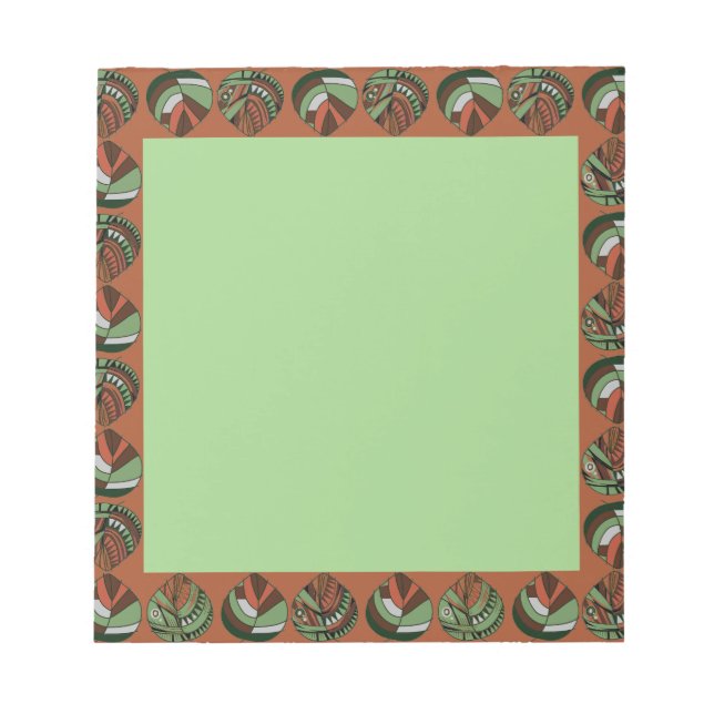 Fish Head Blätter Lilac White Black Notizblock (Vorderseite)