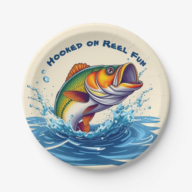 Fish-Hooked on Reel Fun Pappteller (Vorderseite)