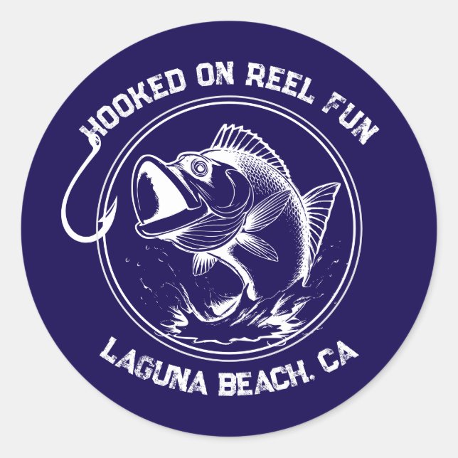 Fish-Hooked on Reel Fun Runder Aufkleber (Vorderseite)