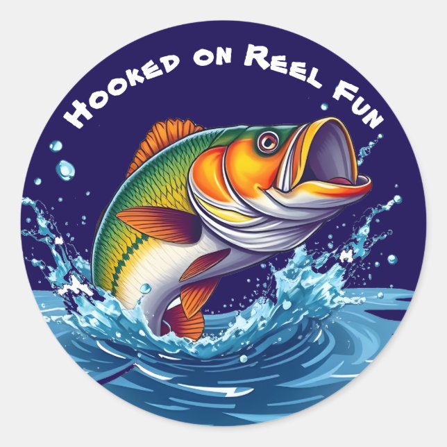 Fish-Hooked on Reel Fun Runder Aufkleber (Vorderseite)