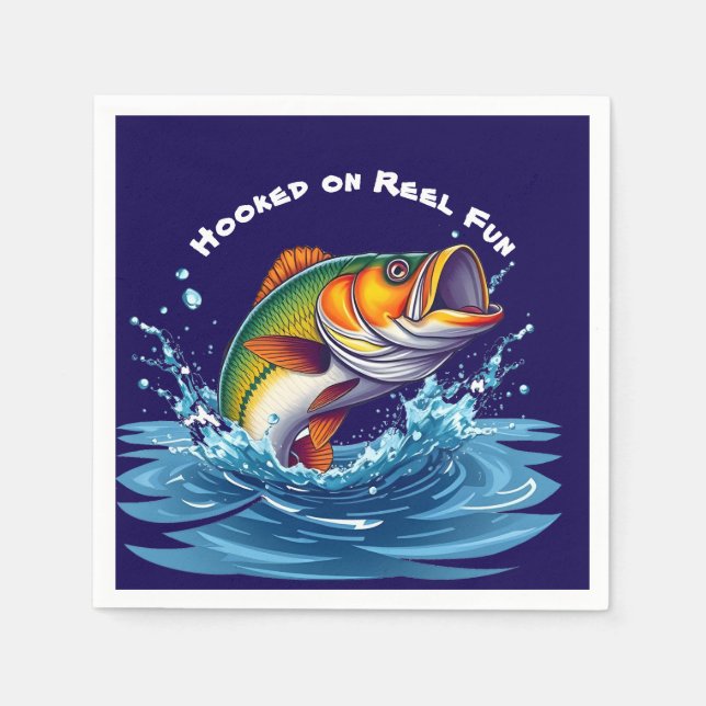 Fish-Hooked on Reel Fun Serviette (Vorderseite)