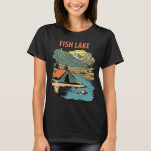 Fish Lake Mountain Cabin Blue Reise T-Shirt