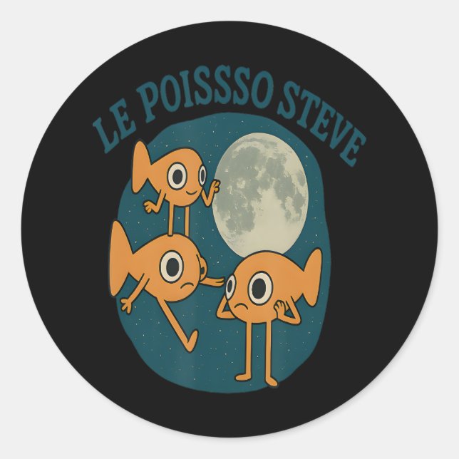Fish Le Poisson Steve Funny Fish Runder Aufkleber (Vorderseite)
