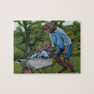 Fish Man Fall Fun Fantasy Art Kleines Puzzle