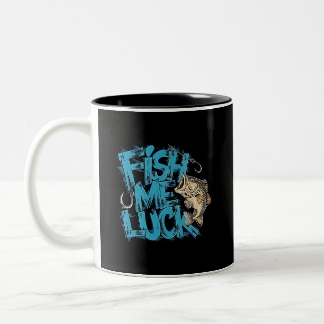 Fish Me Luck Graffiti Bass Art Zweifarbige Tasse (Links)