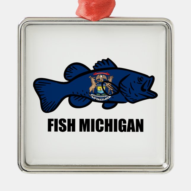 Fish Michigan Ornament Aus Metall (Vorne)