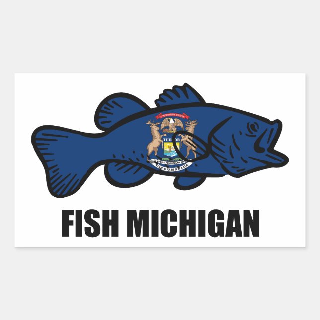Fish Michigan Rechteckiger Aufkleber (Vorderseite)