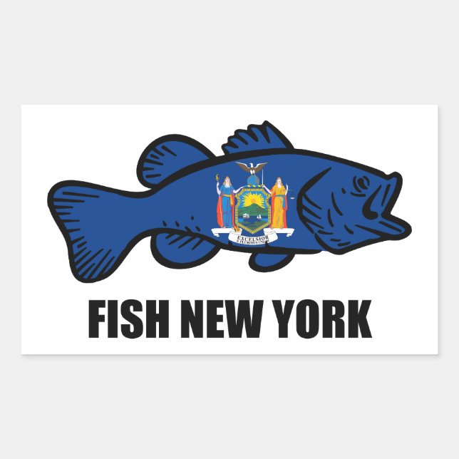 Fish New York Bass Rechteckiger Aufkleber (Vorderseite)