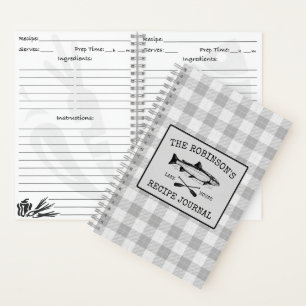 Fish Oars Family Lake House Weißes Kariertes Reze Notizbuch
