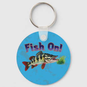 "Fish On!" Trophäen-Hecht im natürlichen Lebensrau Schlüsselanhänger