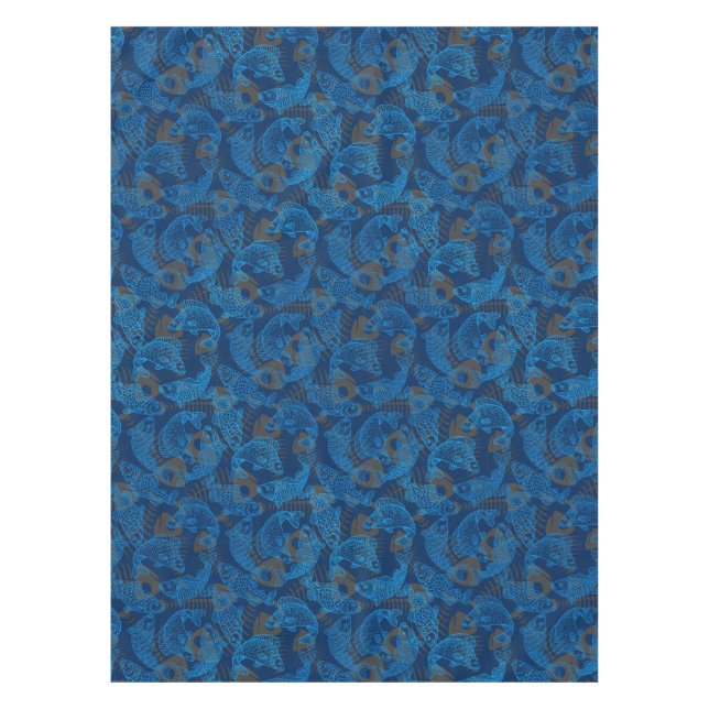 Fish Pattern 01 Versteckte Knochen.B DRed BG Tischdecke (Vorderseite)
