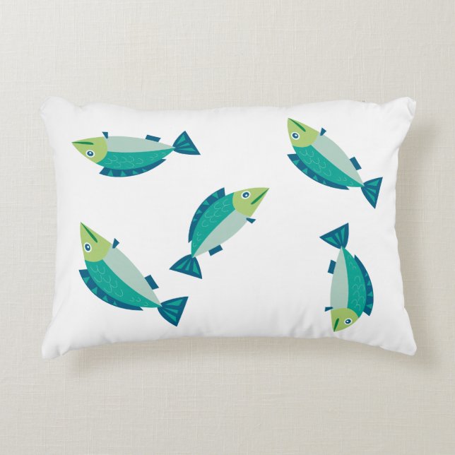 FISH PILLOW, COLOURED FISHES , SOFT TRENDY PILLOW DEKOKISSEN (Vorderseite)