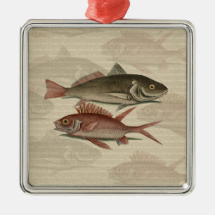 Fish Red Perch Fisherman Art Silbernes Ornament