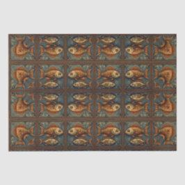 Fish Steampunk Green und Golden Brown Seidenpapier