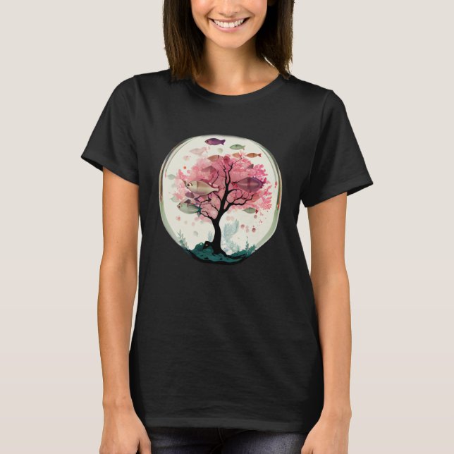 Fish swimming with Cherry blossom coral tree under T-Shirt (Vorderseite)