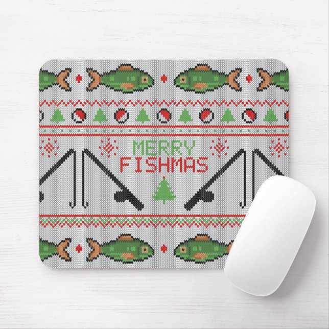 Fish Ugly Christmas Sweater Mousepad (Mit Mouse)