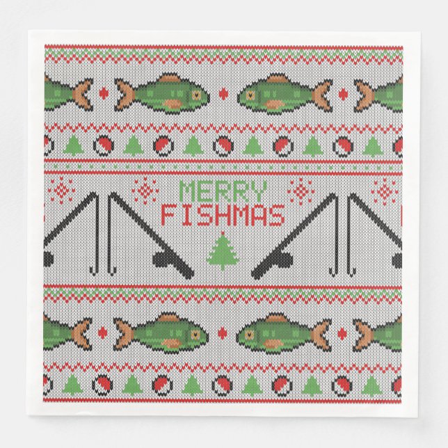 Fish Ugly Christmas Sweater Serviette (Vorderseite)