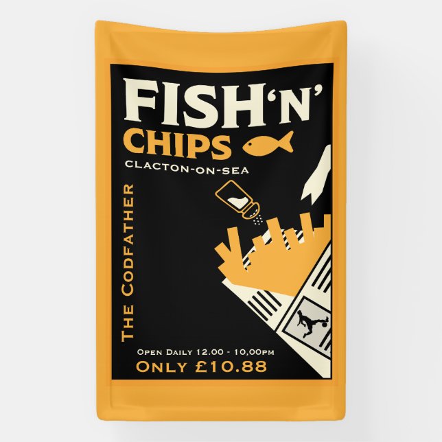 Fish-und-Chips-Café-Restaurant-Geschäft Banner (Vertikal)
