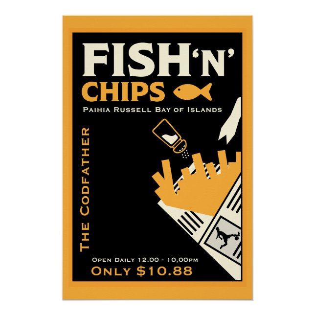 Fish-und-Chips-Café-Restaurant-Geschäft Poster (Vorderseite)