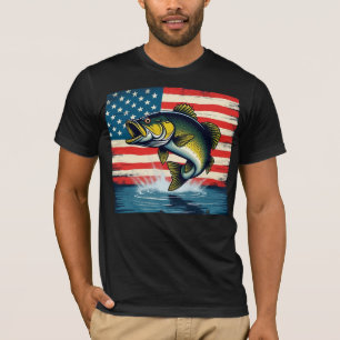 Fish USA Flag Große Mouth Bass Geschenktshirt T-Shirt