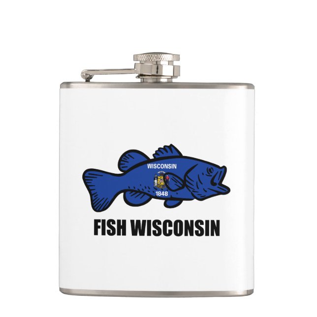 Fish Wisconsin Flag Flachmann (Vorderseite)
