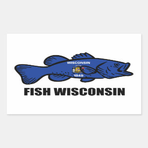 Fish Wisconsin Flag Rechteckiger Aufkleber
